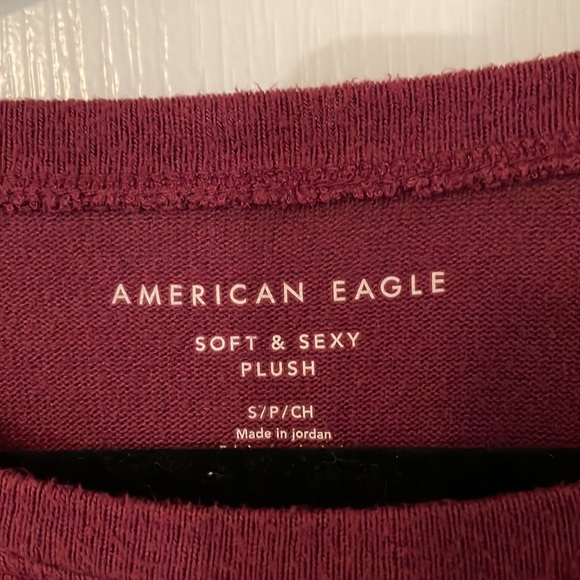 American Eagle Maroon Soft & Sexy Plush Long Sleeve Shirt Small - Picture 2 of 4